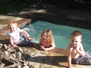 swimming in our clothes and in cold water