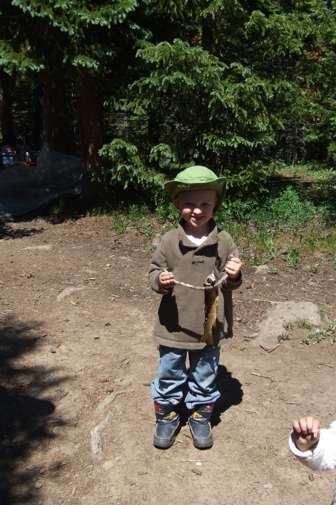 Patrick caught his first fish.